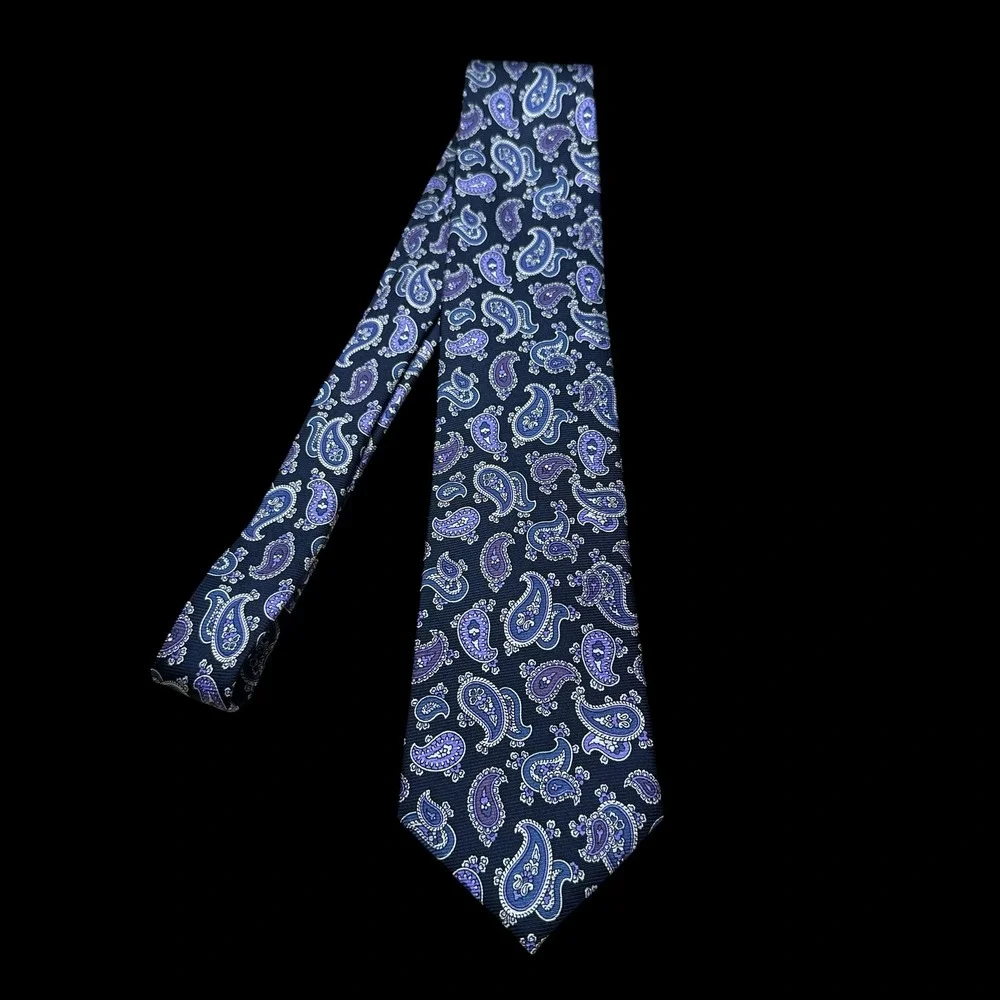 Enro Mens Silk Tie Navy Blue Purple Paisley Classic Formal Necktie 59x3.5